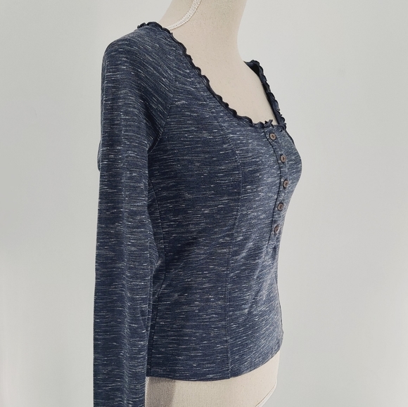 FREE PEOPLE HENLEY STYLE LONG SLEEVE TOP SIZE XS - Picture 5 of 7
